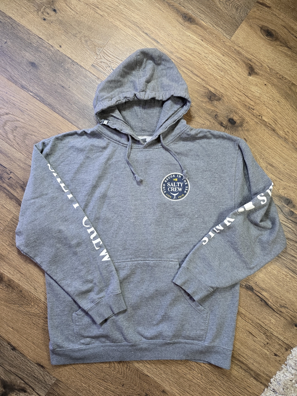 Salty Crew Grey Hooded Pullover with Navy & Yellow Logo